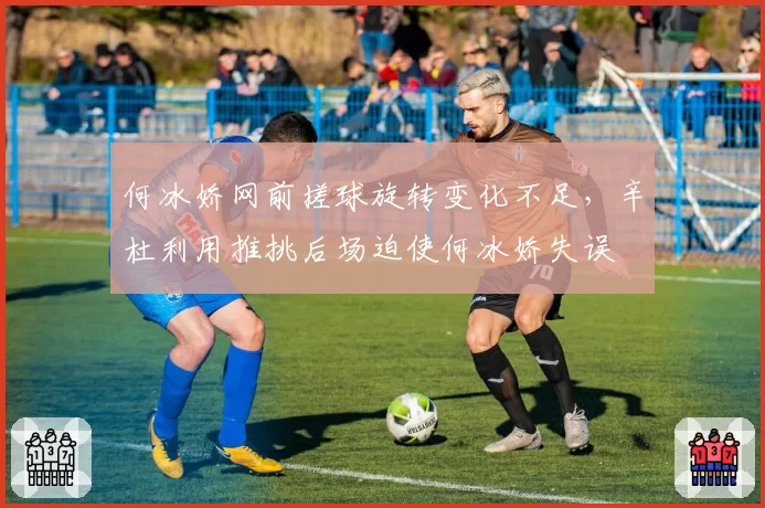 何冰娇网前搓球旋转变化不足，辛杜利用推挑后场迫使何冰娇失误